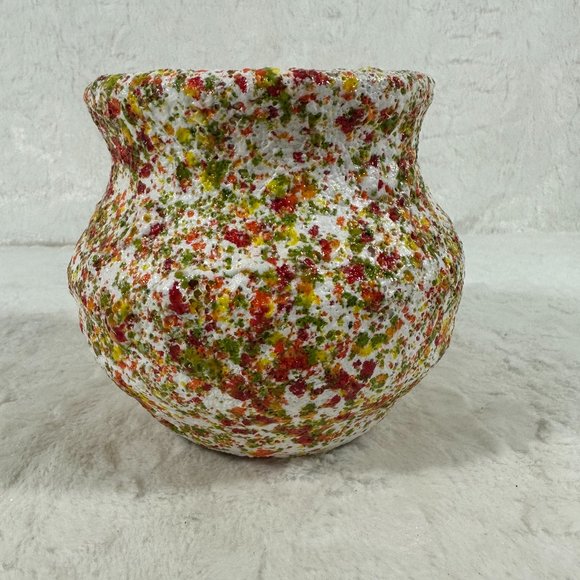 Vintage MCM Retro Art Pottery Bowl Vase Planter Confetti Signed rough texture - Picture 1 of 9